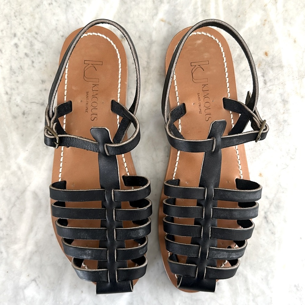 K Jacques Black Adrien Sandals Size FR40/US9